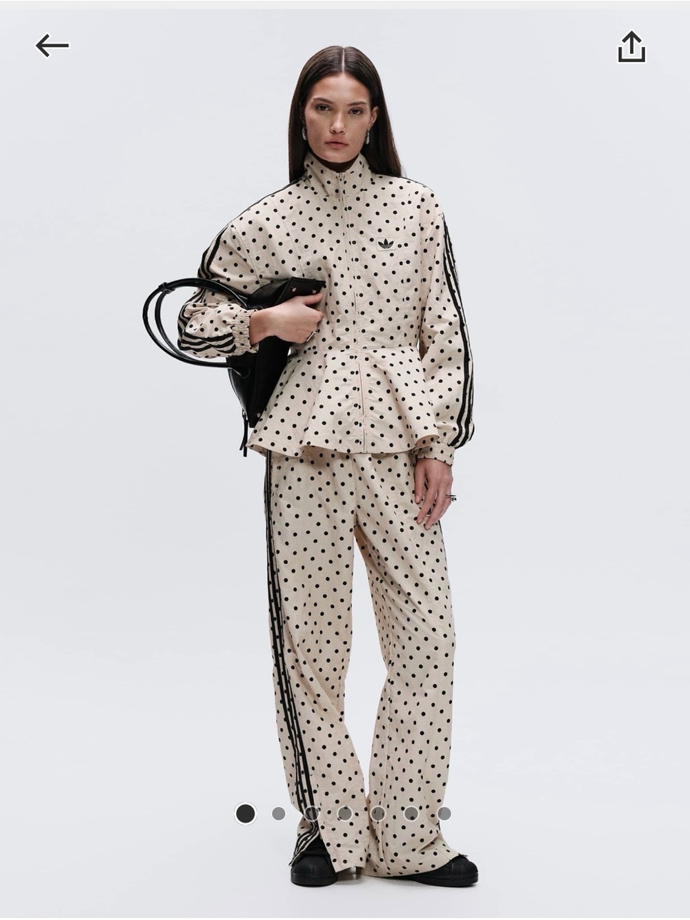 adidas Originals Cream Wide Leg Polka Dot Track Pants